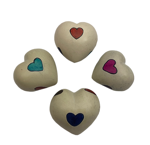 Multicolor Keepsake Soapstone Hearts Set of 4